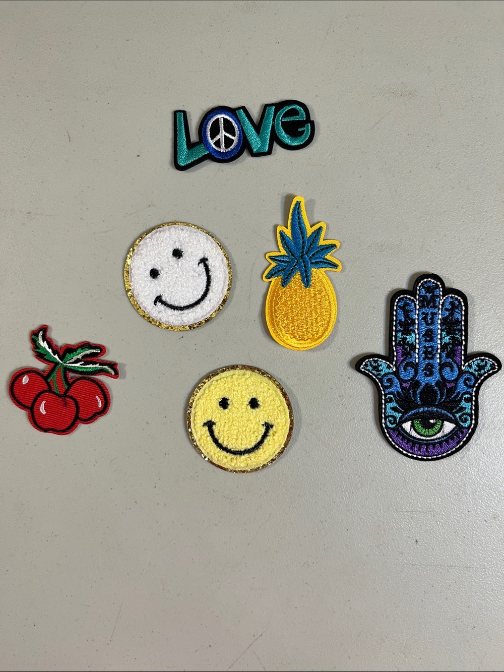 Colorful  Iron-On Patch Set - Yellow, Red, Teal, Blue, White, Purple